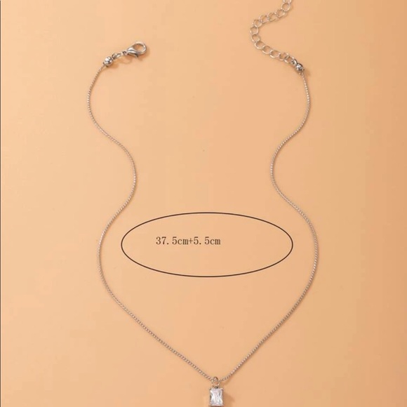 Cubic Zirconia Square Necklace - Picture 3 of 7